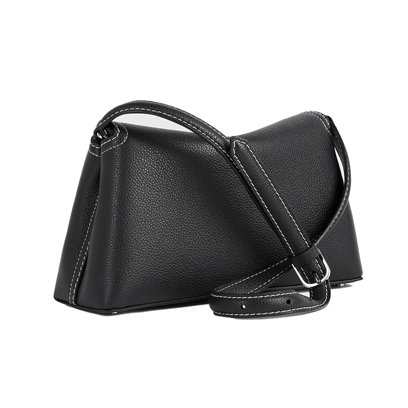 T-Lock Clutch Grained Leather Black Silver