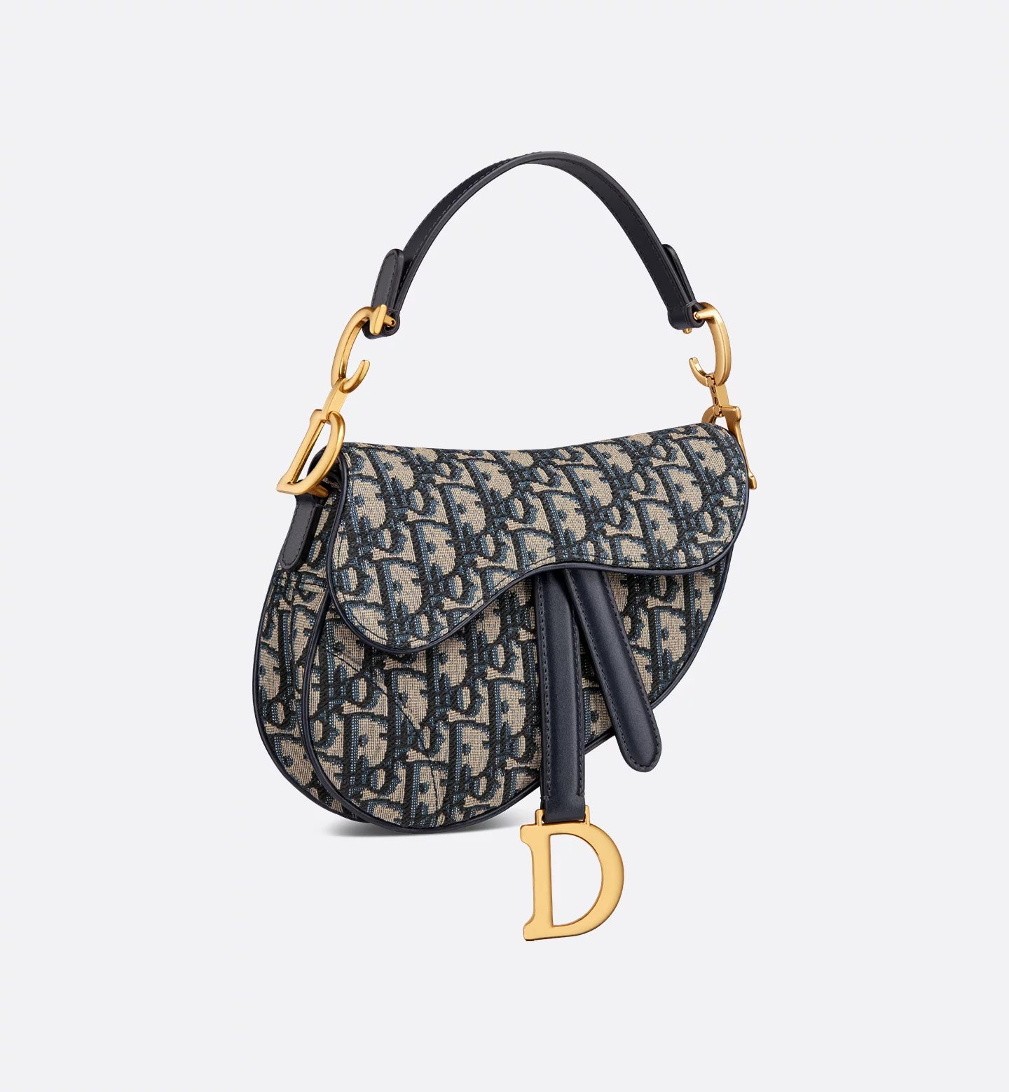 Dior Mini Saddle Bag with Strap - Blue Dior Oblique Jacquard