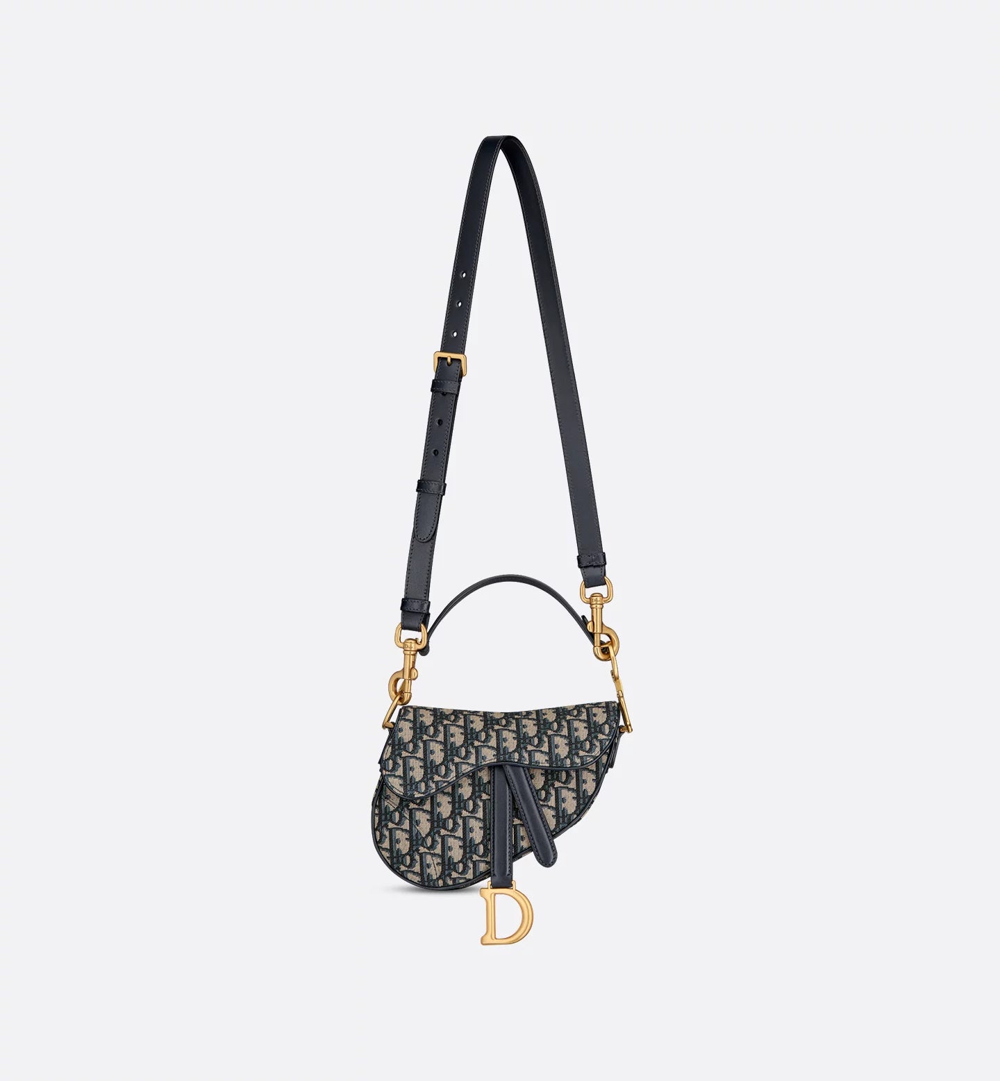 Dior Mini Saddle Bag with Strap - Blue Dior Oblique Jacquard