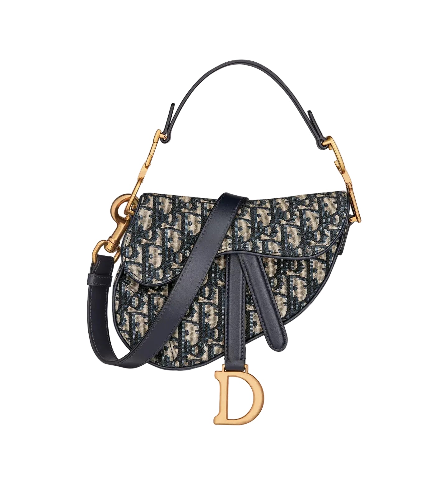 Dior Mini Saddle Bag with Strap - Blue Dior Oblique Jacquard
