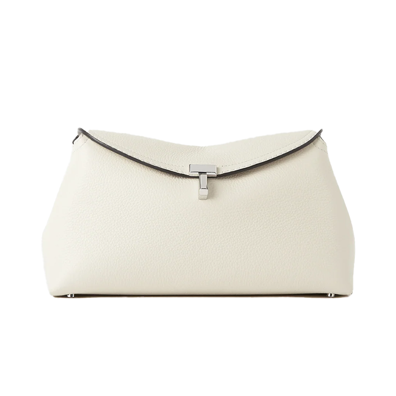 T-lock Clutch Grained Leather Milk