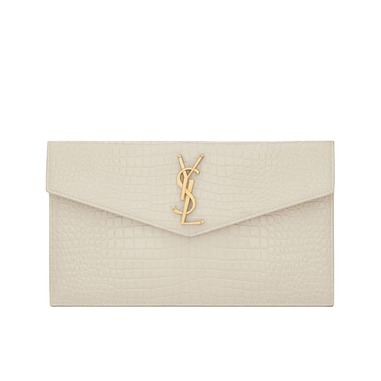 Pochette Uptown Shiny Embossed Crocodile Leather